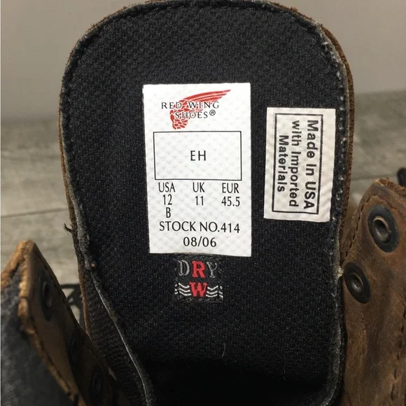 Red Wing Shoes Mens 414 Brown Leather Work Waterproof Dry  display picture 1